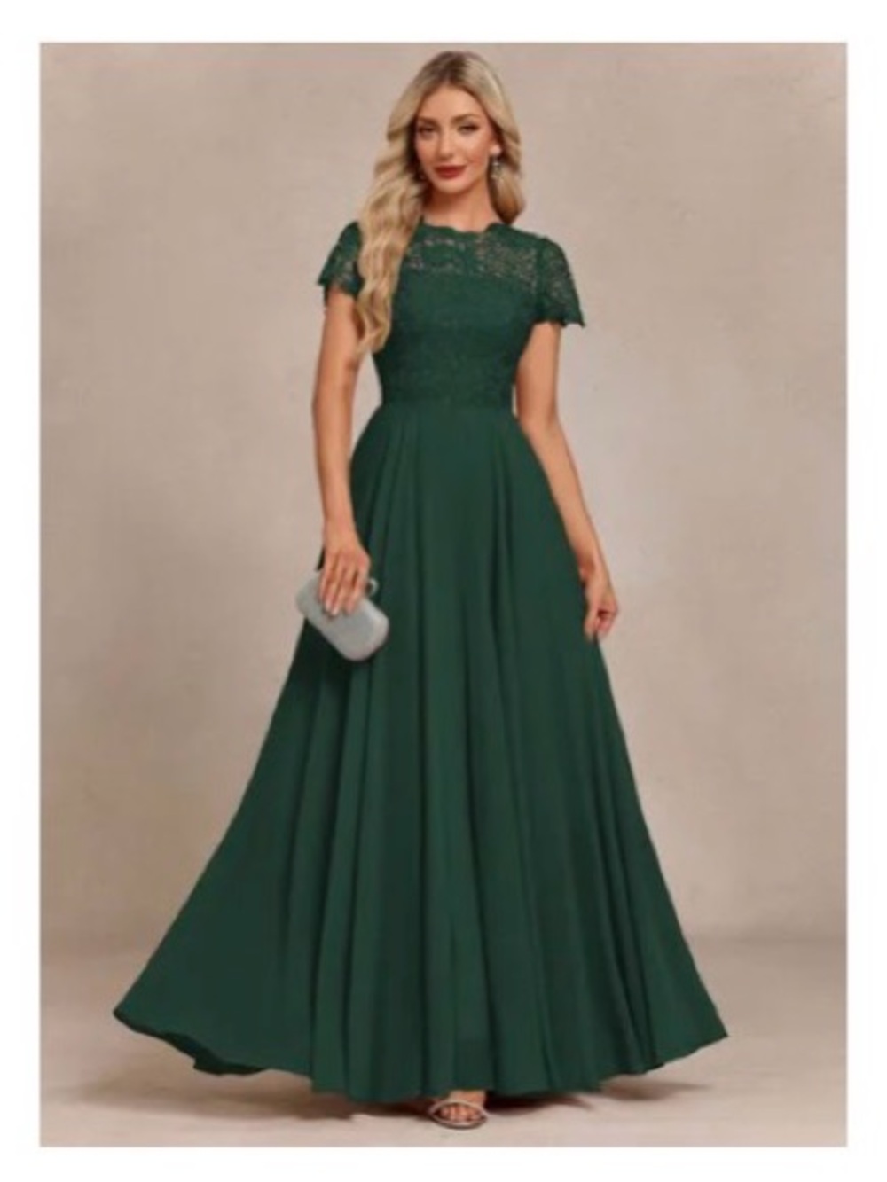 JJs House Dark Green Lace Bodice Maxi Dress